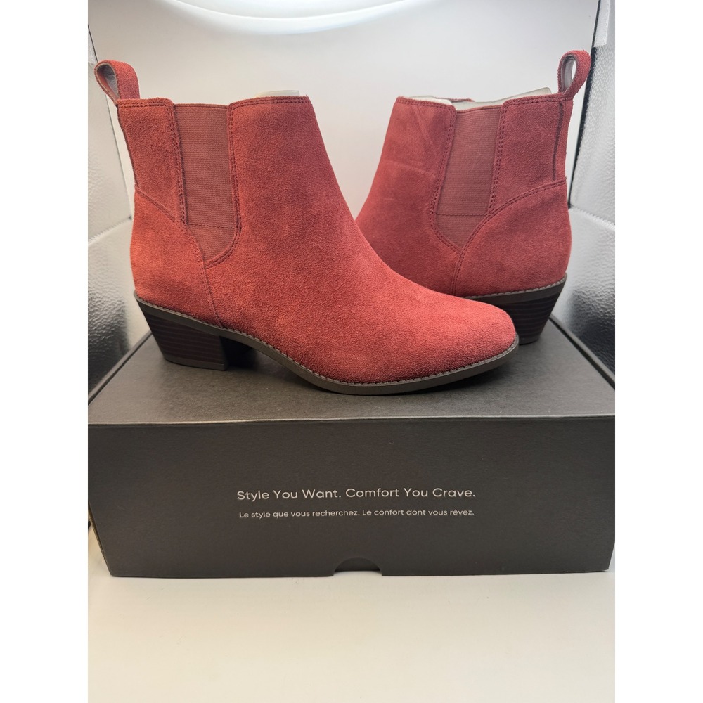 Vionic Roseland Suede Ankle Boots Shiraz Burgundy A614301IZ5283 Womens 7.5